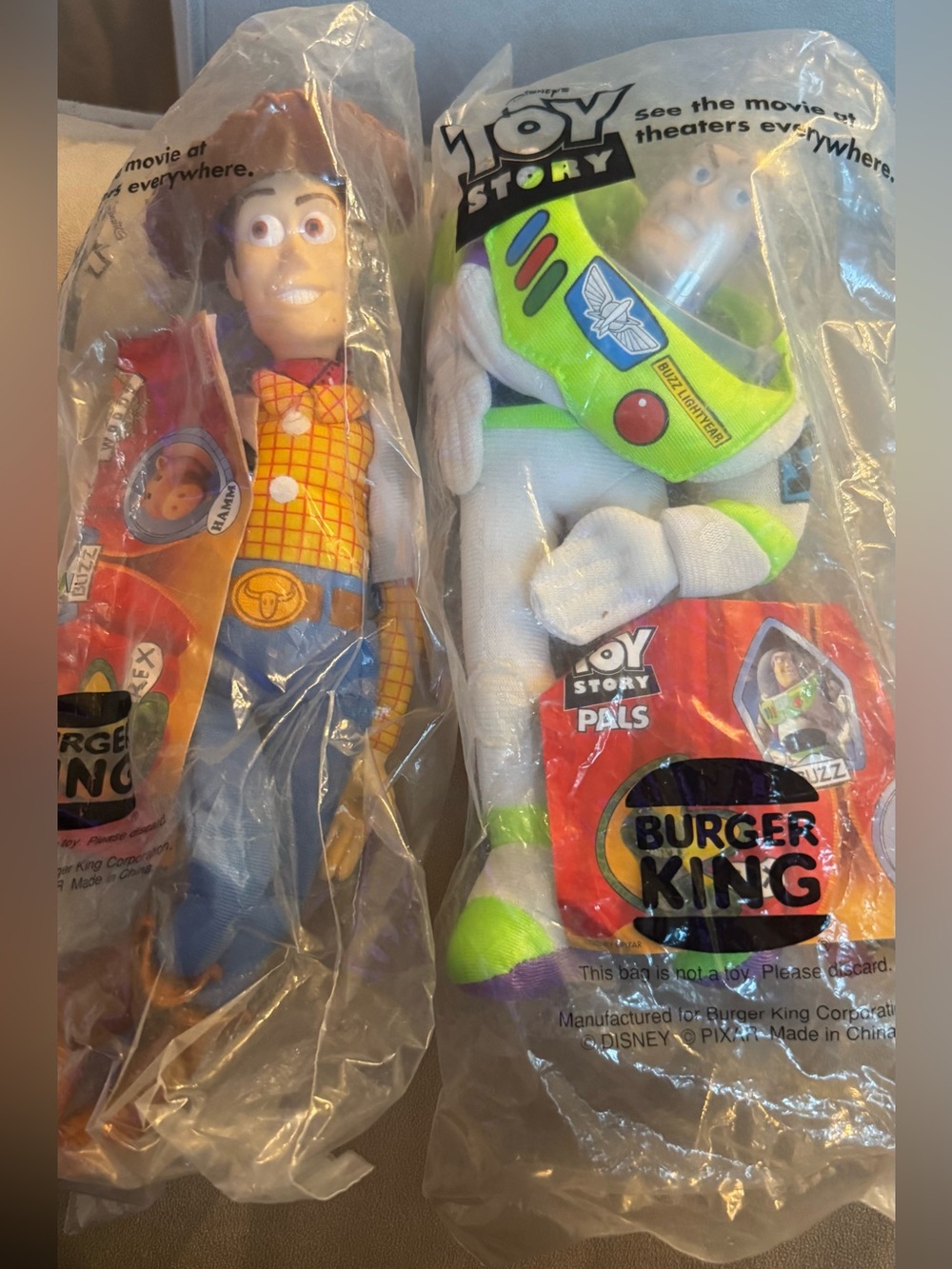 Vintage Toy Story Buzz Lightyear & woody Plush Toys - Burger King Promo 95”